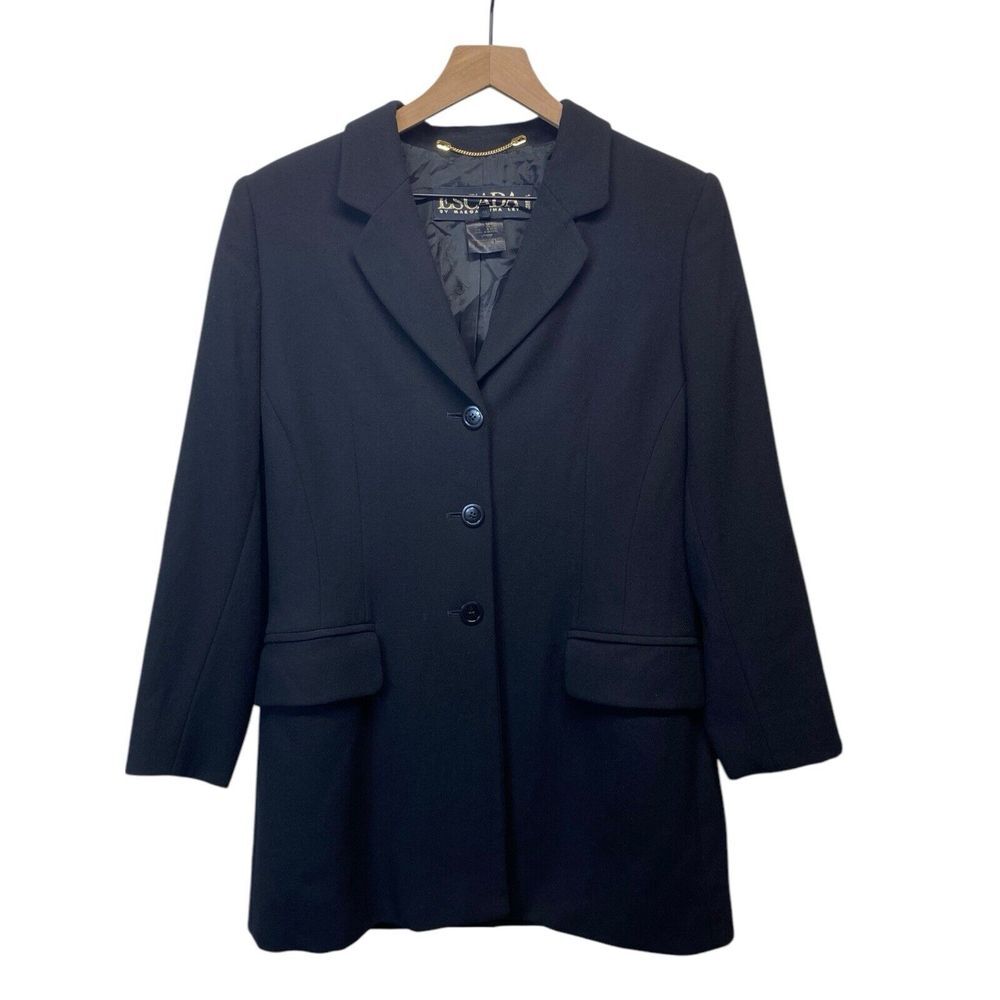 Escada Margaretha Ley Black Wool Blazer Jacket Size 40 US M Single Breasted - Picture 1 of 5